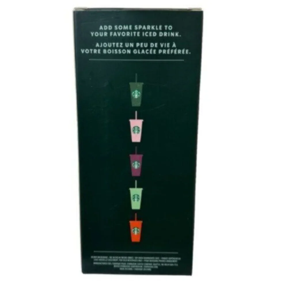 NWT Starbucks | Set of 5 Glitter Reusable Cold Cups with Lids & Straws